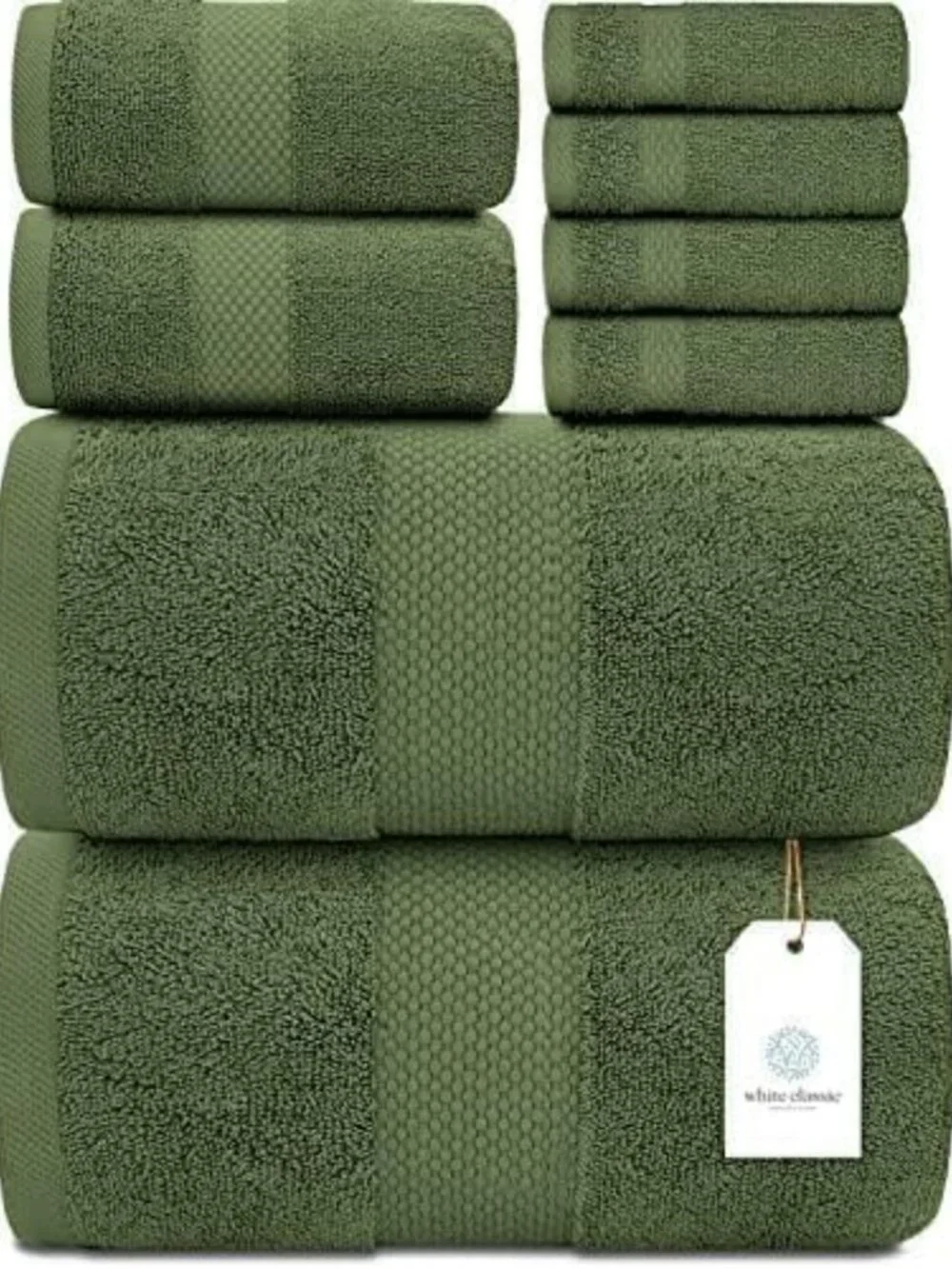 Luxury 8-Piece White Bath Towel Set - 100% Turkish Cotton, Highly Absorbent